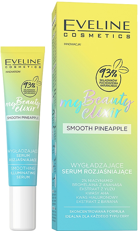 Glättendes und aufhellendes Gesichtsserum mit Ananasextrakt, Niacinamid und Hyaluronsäure - Eveline My Beauty Elixir Smooth Pineaple — Bild N1