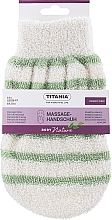 Düfte, Parfümerie und Kosmetik Zweifarbiger Massagehandschuh weiß mit grünen Streifen - Titania