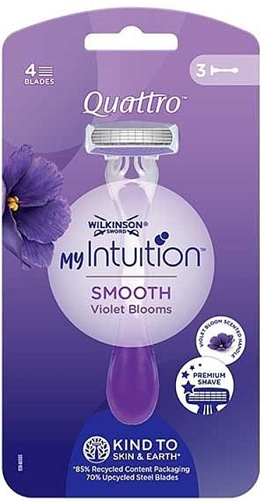 Einwegrasierer für Damen 3 St. - Wilkinson Sword My Intuition Quattro Smooth Violet Bloom — Bild N1