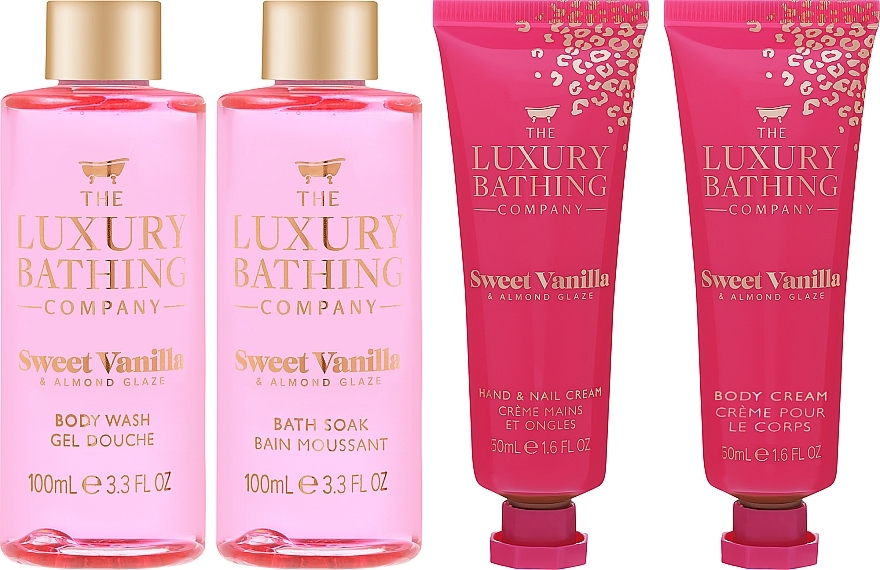 Set - Grace Cole The Luxury Bathing Company Sweet Vanilla & Almond Glaze (Körpercreme 50 ml + Handcreme 50 ml + Badesalze 100 ml + Duschgel 100 ml) — Bild N2