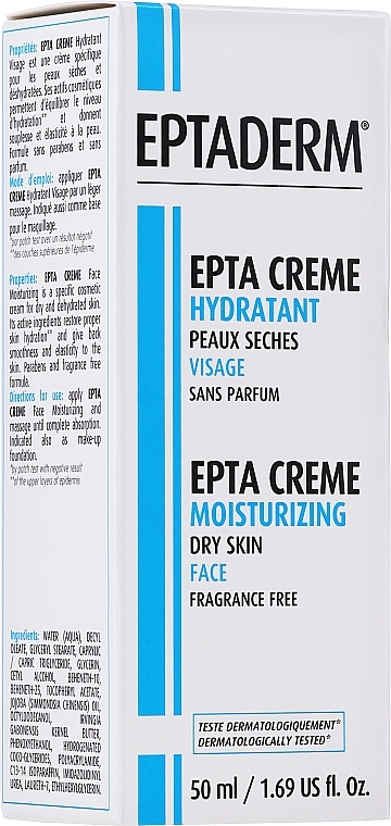 Feuchtigkeitsspendende Gesichtscreme mit Jojobaöl und Vitamin E - Eptaderm Epta Creme Moisturuzing Face Cream — Bild N1