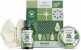 Düfte, Parfümerie und Kosmetik Set - The Body Shop Pears & Share Mini Gift (sh/gel/60ml + b/butter/50ml + sponge/1pcs)