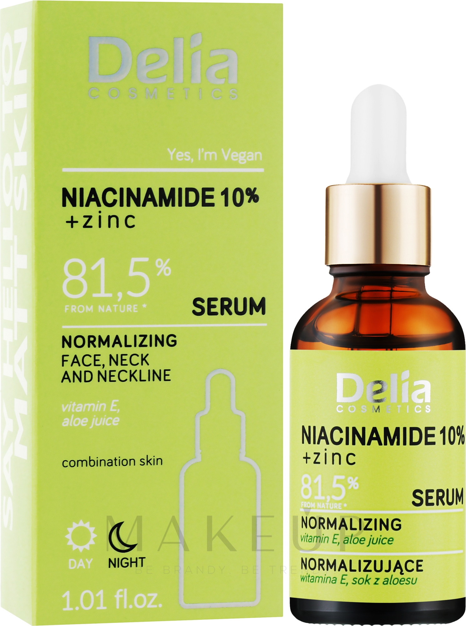 Normalisierendes Serum für Gesicht, Hals und Dekolleté mit Niacinamid und Zink - Delia Niacynamid + Zinc Serum — Bild 30 ml
