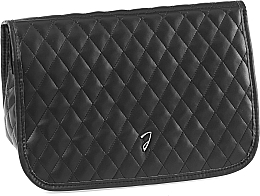 Gesteppte Kosmetiktasche 21,5x27,5x10 cm A6114VT schwarz  - Janeke Chic Big Pouch with Hook — Bild N1