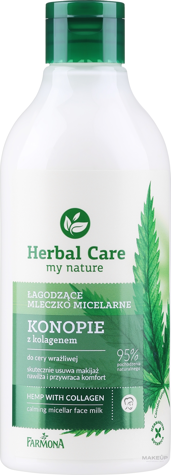 Mizellenmilch für das Gesicht mit Hanf und Kollagen - Farmona Herbal Care — Bild 400 ml