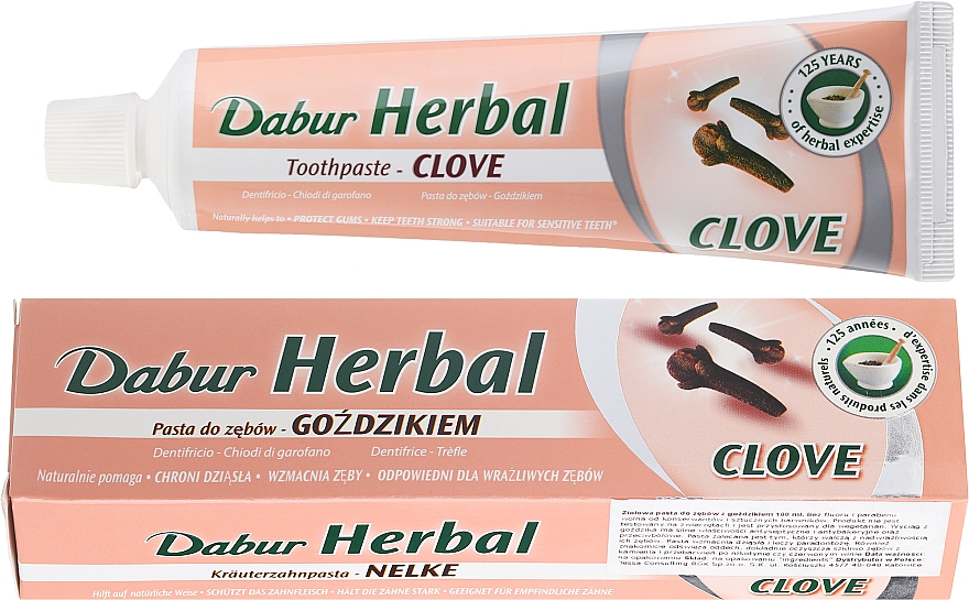 Ayurvedische Kräuter-Zahnpasta mit Nelkenöl - Dabur Herbal Clove Toothpaste — Bild N3