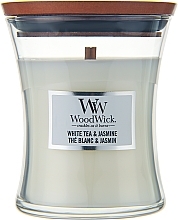Düfte, Parfümerie und Kosmetik Duftkerze im Glas White Tea & Jasmine - WoodWick Hourglass Candle White Tea & Jasmine