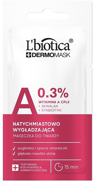 Glättende Express-Gesichtsmaske mit Vitamin A - L'biotica Dermomask Express Smoothing Mask With Vitamin A  — Bild N1