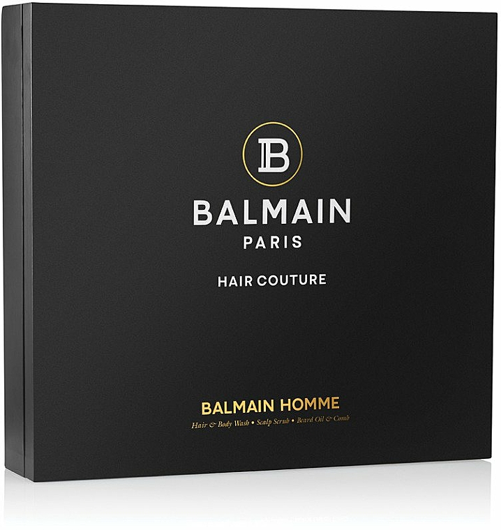 Haarpflegeset - Balmain Signature Men's Giftset (Bartöl 30ml + Haarshampoo 200ml + Kopfhautpeeling 100g + Bartkamm 1 St.) — Bild N1