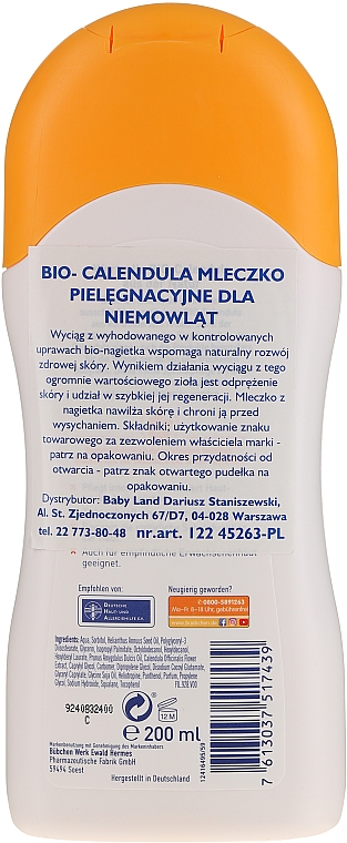 Körpermilch mit Bio Calendula für trockene Babyhaut - Bubchen Calendula Milk — Bild N2