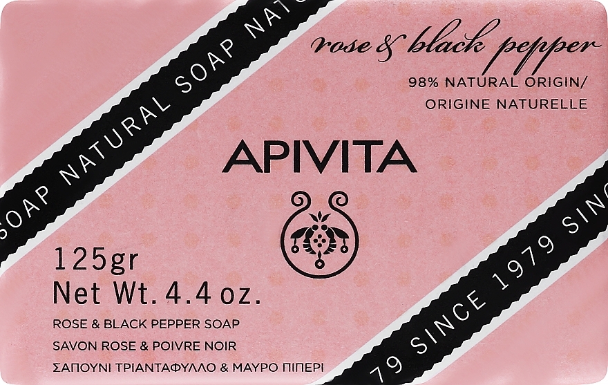 Naturseife mit Rose und schwarzem Pfeffer - Apivita Soap with Rose and Black pepper — Bild N1