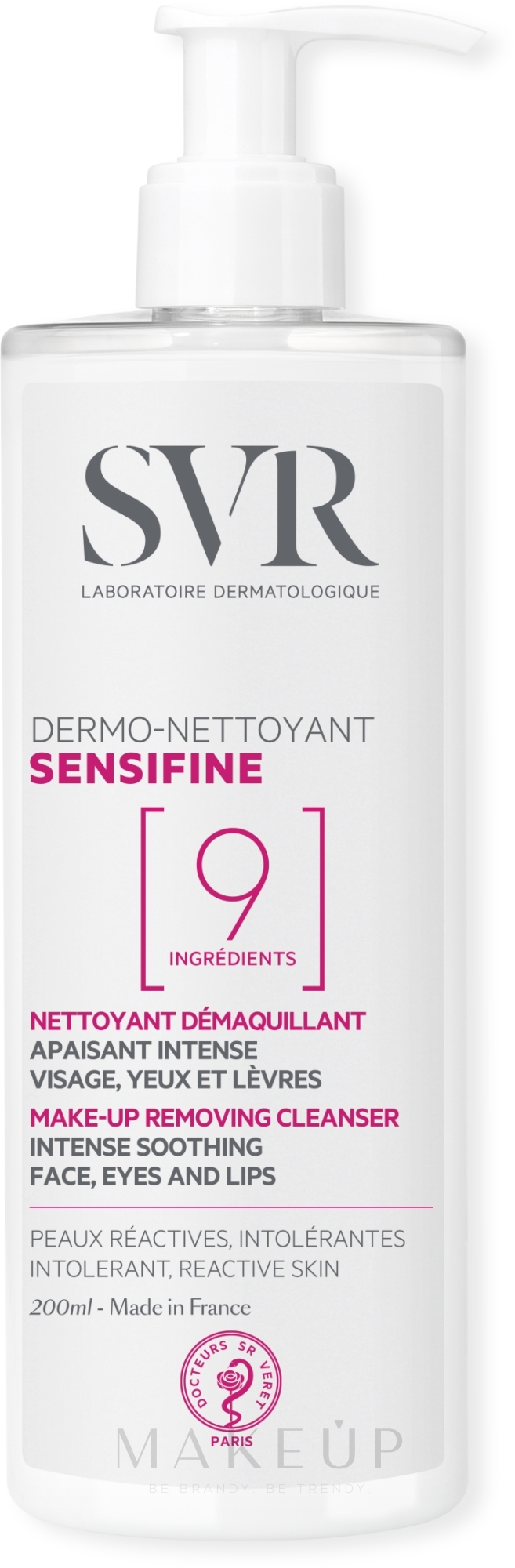 Beruhigendes Reinigungsgel zum Abschminken für Gesicht, Augen und Lippen - SVR Sensifine Dermo Nettoyant Make-up Removing Cleanser — Bild 400 ml