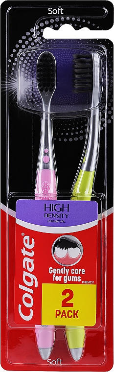 Zahnpflegeset weich rosa + hellgrün 2 St. - Colgate High Density Charcoal — Bild N1