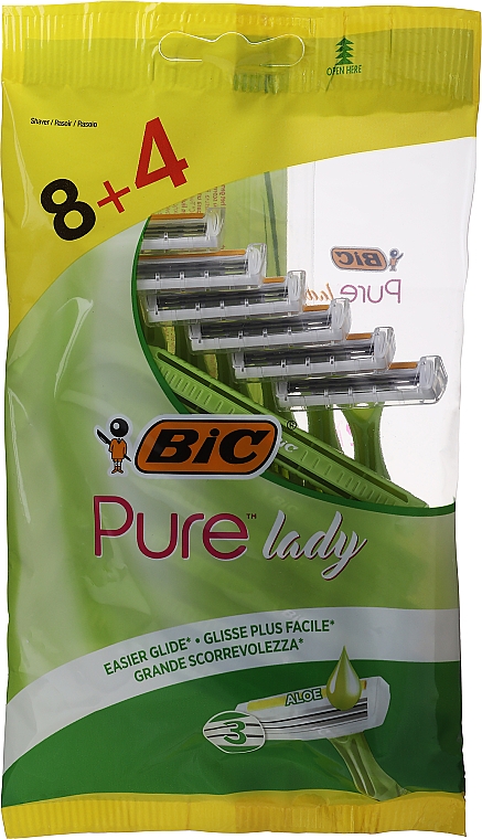 Einwegrasierer mit Aloe Vera für Damen , 12St. - Bic Pure 3 Lady — Bild N1