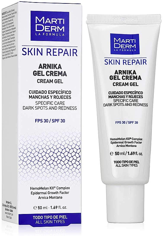Regenerierendes Gesichtscreme-Gel mit Arnika gegen dunkle Flecken und Rötungen SPF 30 - MartiDerm Skin Repair Arnika Cream Gel SPF 30 — Bild N1