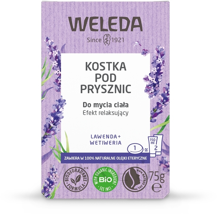 Entspannungsseife mit Lavendel und Vetiver - Weleda Shower Bar Solid Body Wash Lavander + Vetiver — Bild 75 g