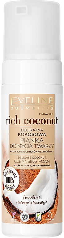 Sanfter Gesichtsreinigungsschaum mit Kokosnuss - Eveline Cosmetics Rich Coconut — Bild N1