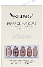 Düfte, Parfümerie und Kosmetik Künstliche Nägel rosa mit Aufdruck - Bling Press On Manicure