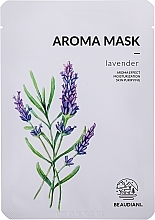 Beruhigende Tuchmaske für das Gesicht mit ätherischem Lavendelöl für empfindliche Haut - Beaudiani Aroma Mask Lavender — Bild N1