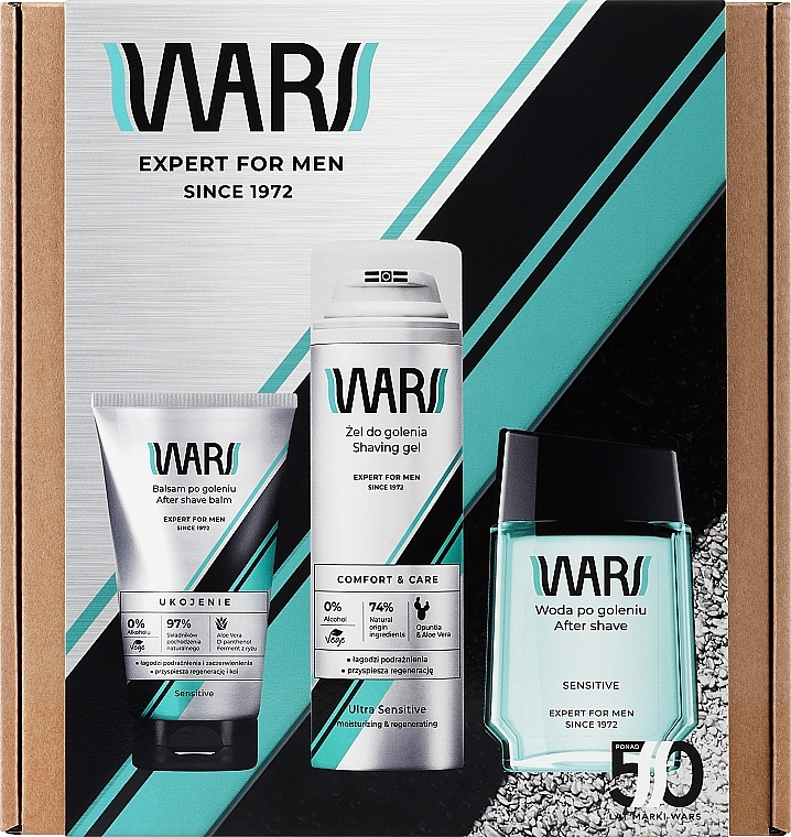 Gesichtspflegeset - Wars Expert For Men Sensitive (After Shave Lotion 90ml + After Shave Balsam 125ml + Rasiergel 200ml) — Bild N1