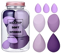 Schminkschwämmchen-Set im Glas 7 St.  - Ecarla Makeup Soft Sponge Violet Duo  — Bild N1