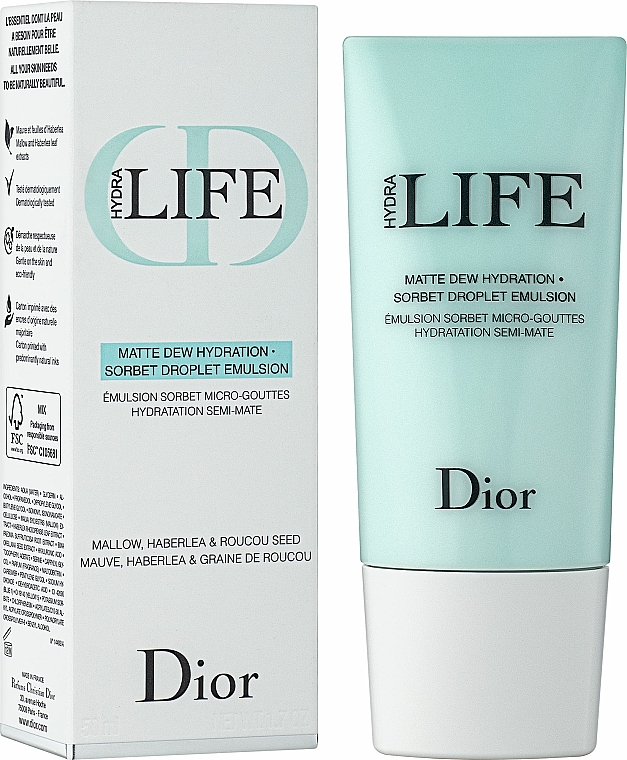 Feuchtigkeitsspendende und mattierende Gesichtsemulsion mit Mikrotröpfchen - Dior Hydra Life Sorbet Emulsion — Bild N1