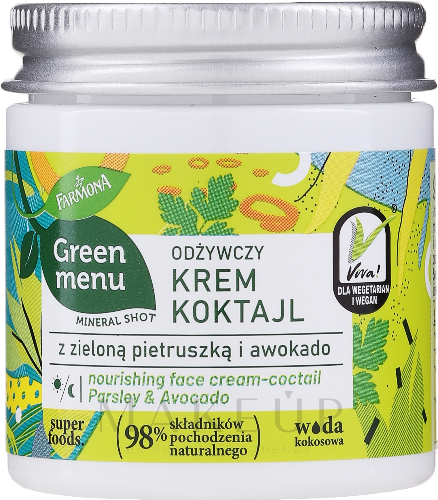 Pflegende Cocktail-Gesichtscreme mit grüner Petersilie und Avocado - Farmona Green Menu — Bild 75 ml