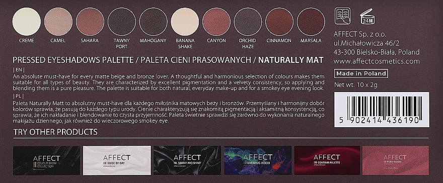 Lidschattenpalette - Affect Cosmetics Naturally Matt Eyeshadow Palette — Foto N3