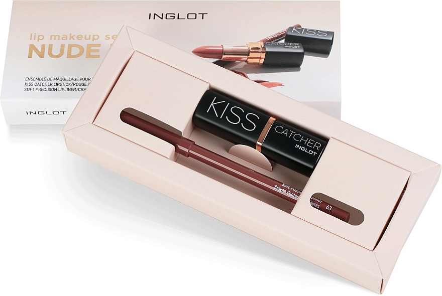 Set - Inglot Lip Makeup Set Nude Kiss (lipstick/4g + lipliner/1.13g) — Bild N2