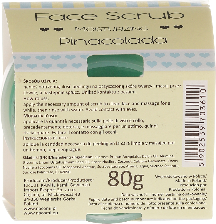 Feuchtigkeitsspendendes Gesichts- und Lippenpeeling - Nacomi Moisturizing Face&Lip Scrub Pinacolada — Bild N3