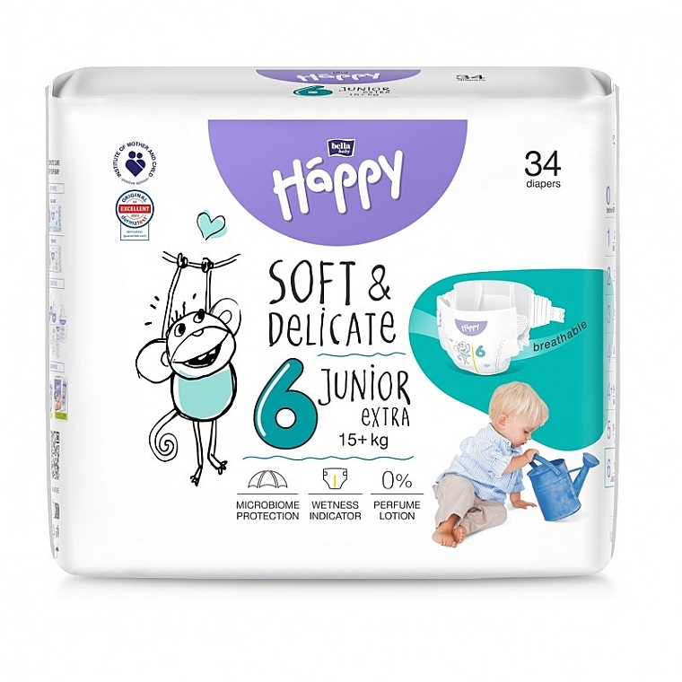 Babywindeln 15+ Größe 6 Junior Extra 34 St. - Bella Baby Happy Soft & Delicate  — Bild N2