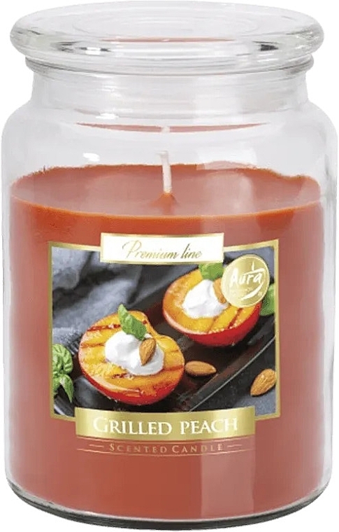 Premium-Duftkerze im Glas Gegrillter Pfirsich - Bispol Premium Line Scented Candle Grilled Peach  — Bild N1