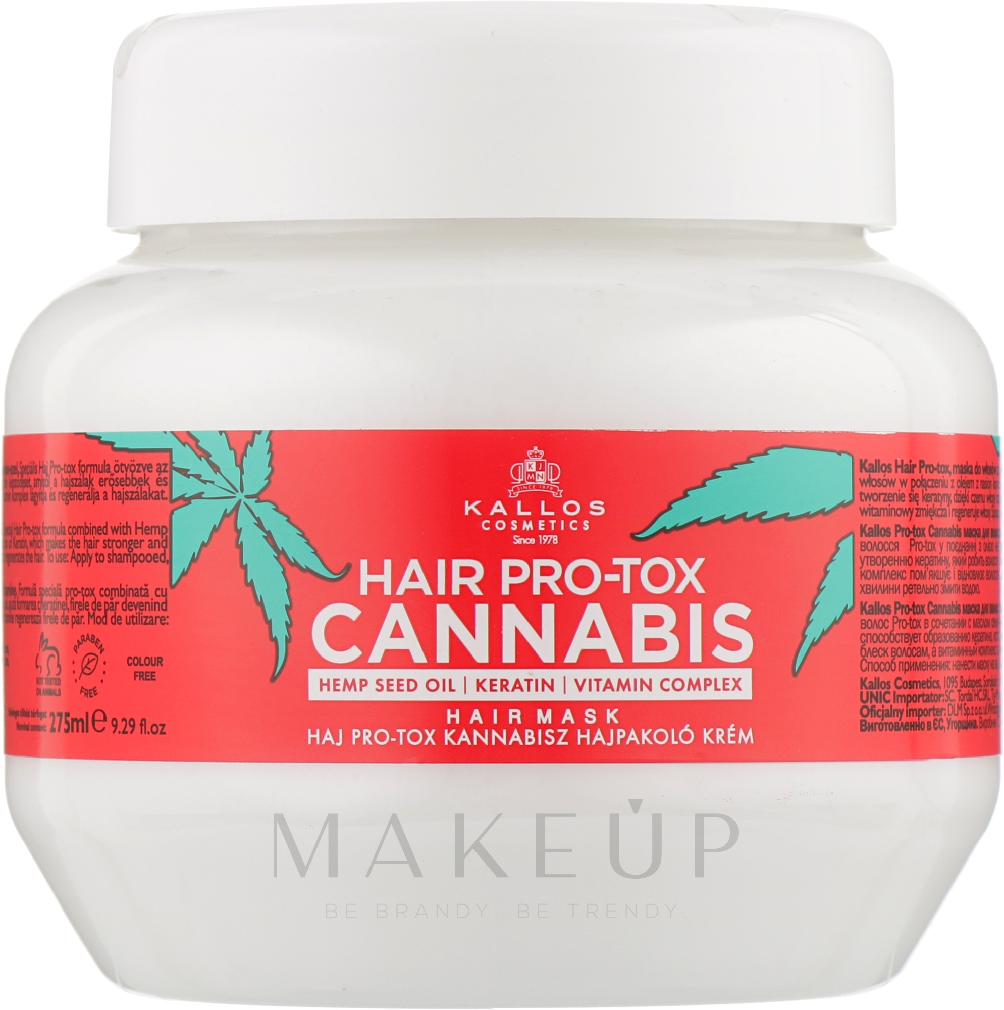 Haarmaske mit Hanfsamenöl, Keratin und Vitaminkomplex - Kallos Cosmetics Hair Pro-Tox Cannabis Mask — Bild 275 ml