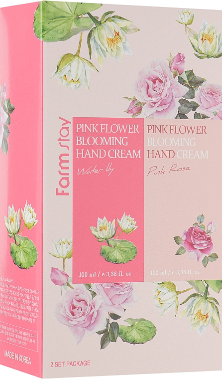 Handpflegeset - FarmStay Pink Flower Blooming Hand Cream Set (Handcreme 2x100ml) — Bild N1