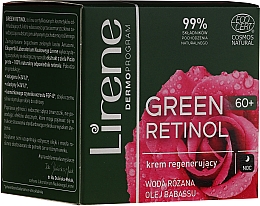 Düfte, Parfümerie und Kosmetik Regenerierende Nachtcreme für das Gesicht mit Rosenwasser und Babassuöl - Lirene Green Retinol Regenerating Night Cream 60+