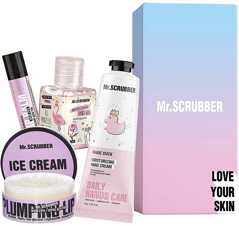 Set - Mr.Scrubber Sweet Ice Cream (lip/balm/5g + lip/scrub/50ml + h/cr/50ml + sanitizer/30ml) — Bild N1