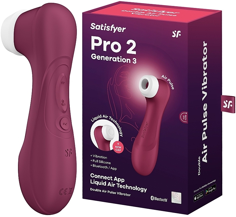 Vakuum-Klitoris-Stimulator 3 Generation - Satisfyer Pro 2 Generation 3 with Liquid Air Connect App Wine Red — Bild N1