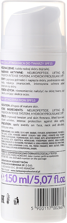 Liftingemulsion für das Gesicht SPF 15 - Farmona Professional Neurolift+ Face Lifting Emulsion SPF 15 — Bild N4