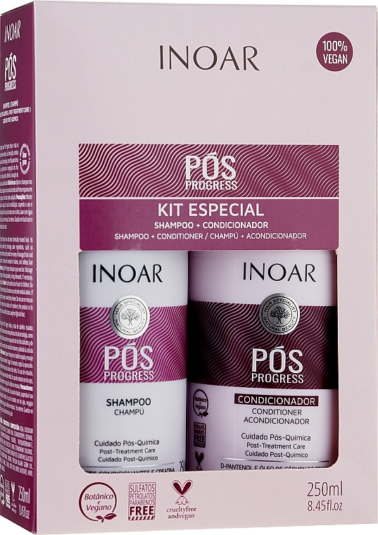Haarset mit flüssiger Seide - Inoar Pos Progress Kit (Shampoo 250ml + Conditioner 250ml)  — Bild N2