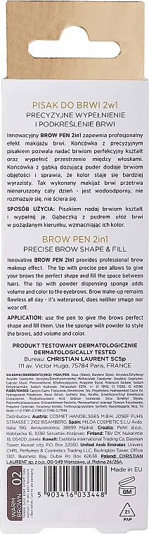 2in1 Wasserfester Augenbrauenstift mit Puderschwämmchen - Christian Laurent Waterproof Brow Pen 2 in 1 — Bild N2