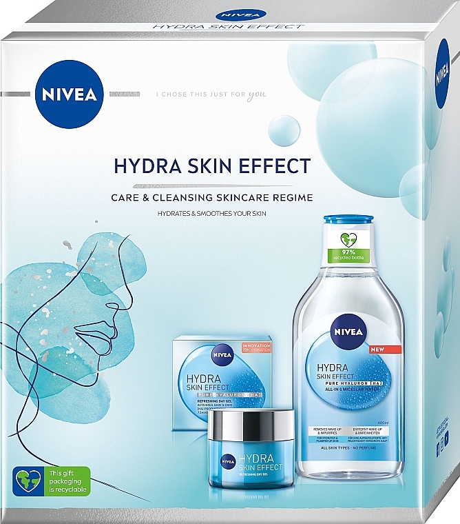 Set - Nivea Hydra Skin Effect Care & Cleansing (m/water/400ml + f/gel/50ml) — Bild N1