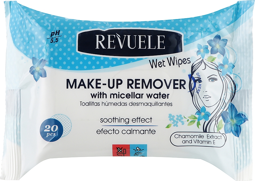 Feuchttücher zum Abschminken mit Mizellenwasser - Revuele Wet Wipes Makeup Remove With Micellar Water — Bild N1
