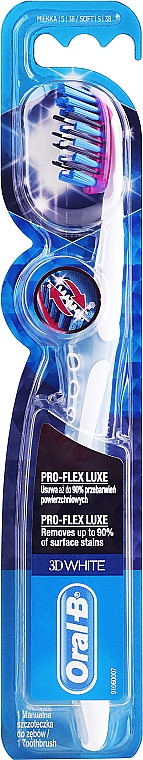 Zahnbürste weich 3D White Pro-Flex Luxe blau-grau - Oral-B Proflex 3D White Luxe 38 Soft — Bild N2