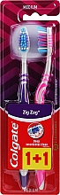 Zahnbürste mittel Zig Zag rosa, violett 2 St. - Colgate Zig Zag Plus Medium Toothbrush — Bild N1