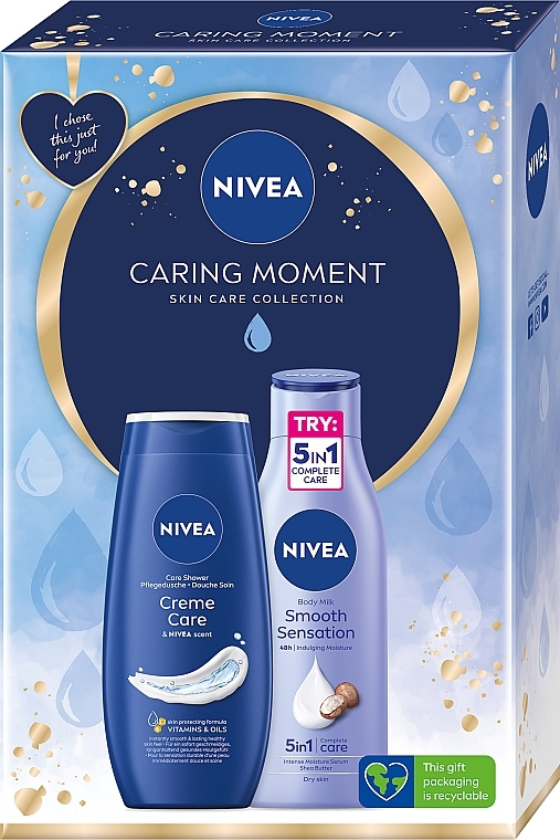 NIVEA Caring Moment (Duschgel 250ml + Körpermilch 250ml) - Körperpflegeset — Bild N1