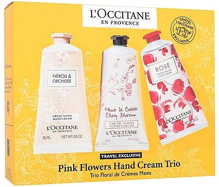 Handpflegeset - L'Occitane Pink Flowers Hand Cream Trio (h/cr/3x75ml) — Bild N1