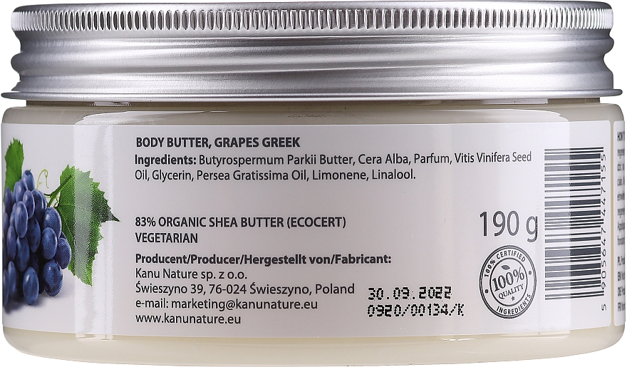 Shea-Körperbutter Griechische Trauben - Kanu Nature Greek Grape Body Butter — Bild N2