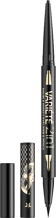 2in1 Eyeliner und Augenkonturenstift - Eveline Cosmetics Variete 2 In 1 Double Effect Eyeliner & Pencil — Bild N1