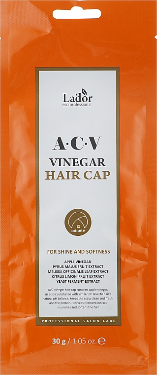 Pflegende und weichmachende Haarmaske in Kappe mit Apfelessig - La’dor ACV Vinegar Hair Cap — Bild N1