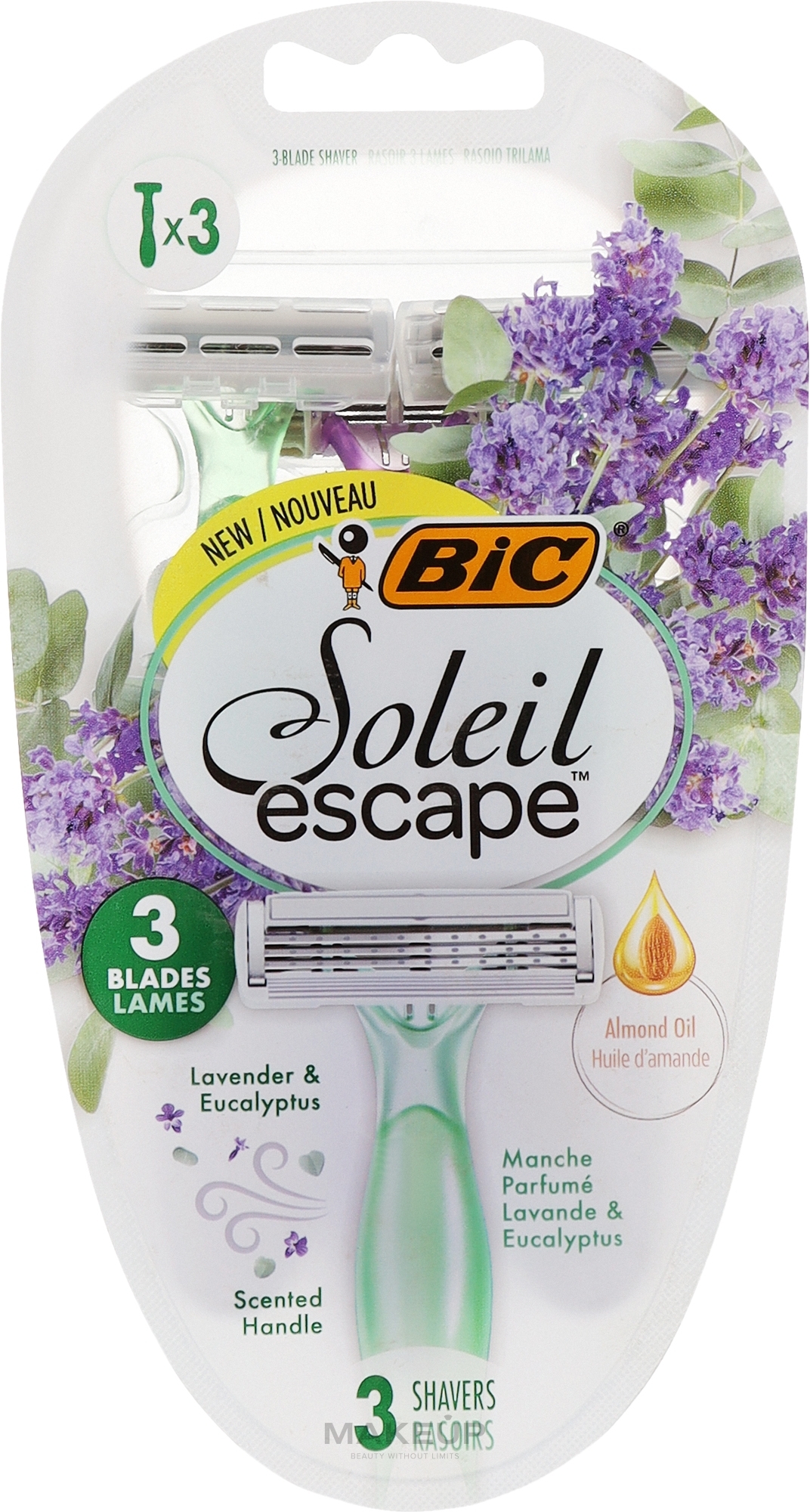 Damenrasierer 3 St. - Bic Soleil Escape 3 Lavender & Eucalyptus — Bild 3 St.